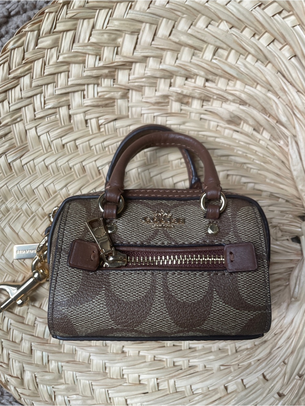 Coach Mini Rowan Charm Satchel in Brown Signature Canvas with Gold Hardware - Picture 3 of 13